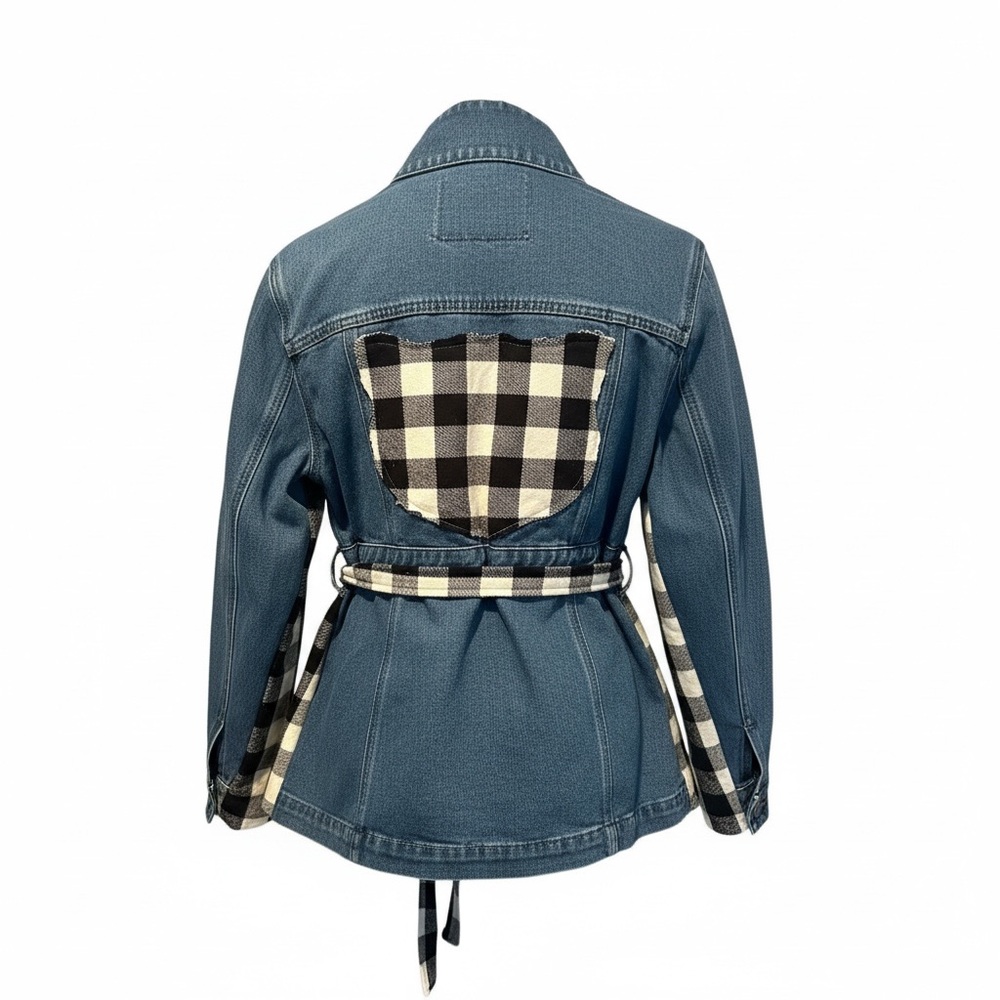 Upcycled Women's Blue Jean Jacket with Belt
